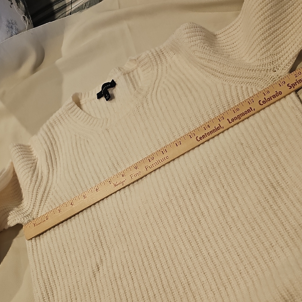 Ann Taylor Alpaca Merino Wool Blend Cream Knit Sweater Womans Medium - Picture 8 of 9
